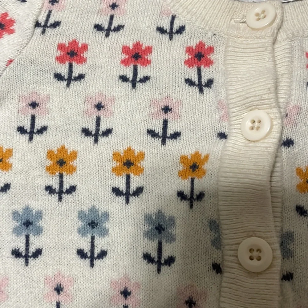 Hanna Andersson White Floral Cardigan 18-24 months - Picture 6 of 8